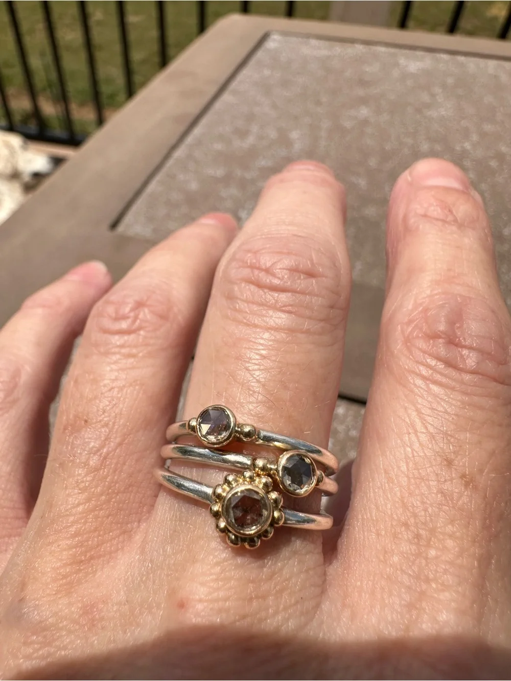 Kate Maller - Rose Cut Diamond Staking Ring | Sterling Silver and 14K | 4.5